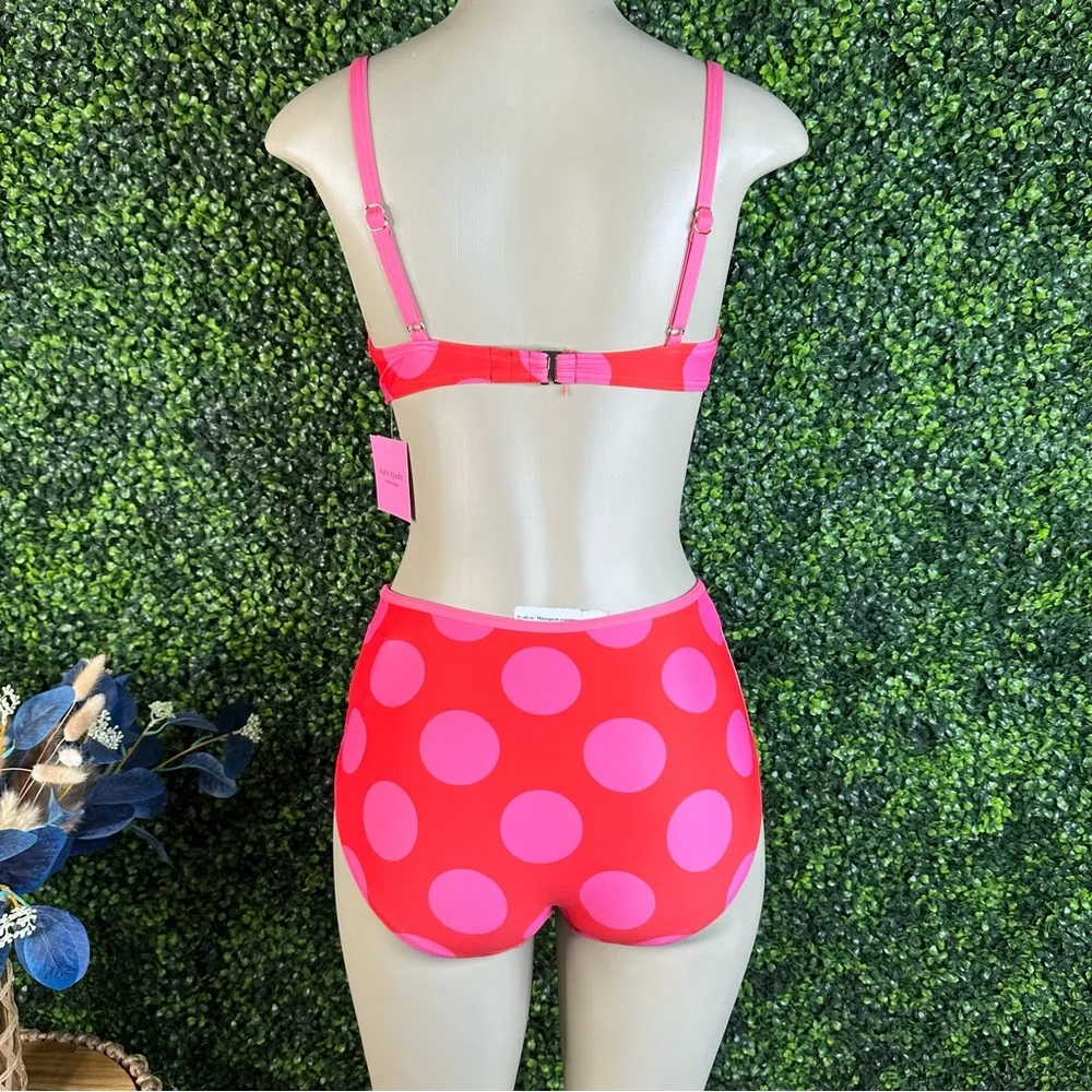 Nwt Kate Spade Hot‎ Pink Polka Dot  Flame Scarlett Bikini set XS/small